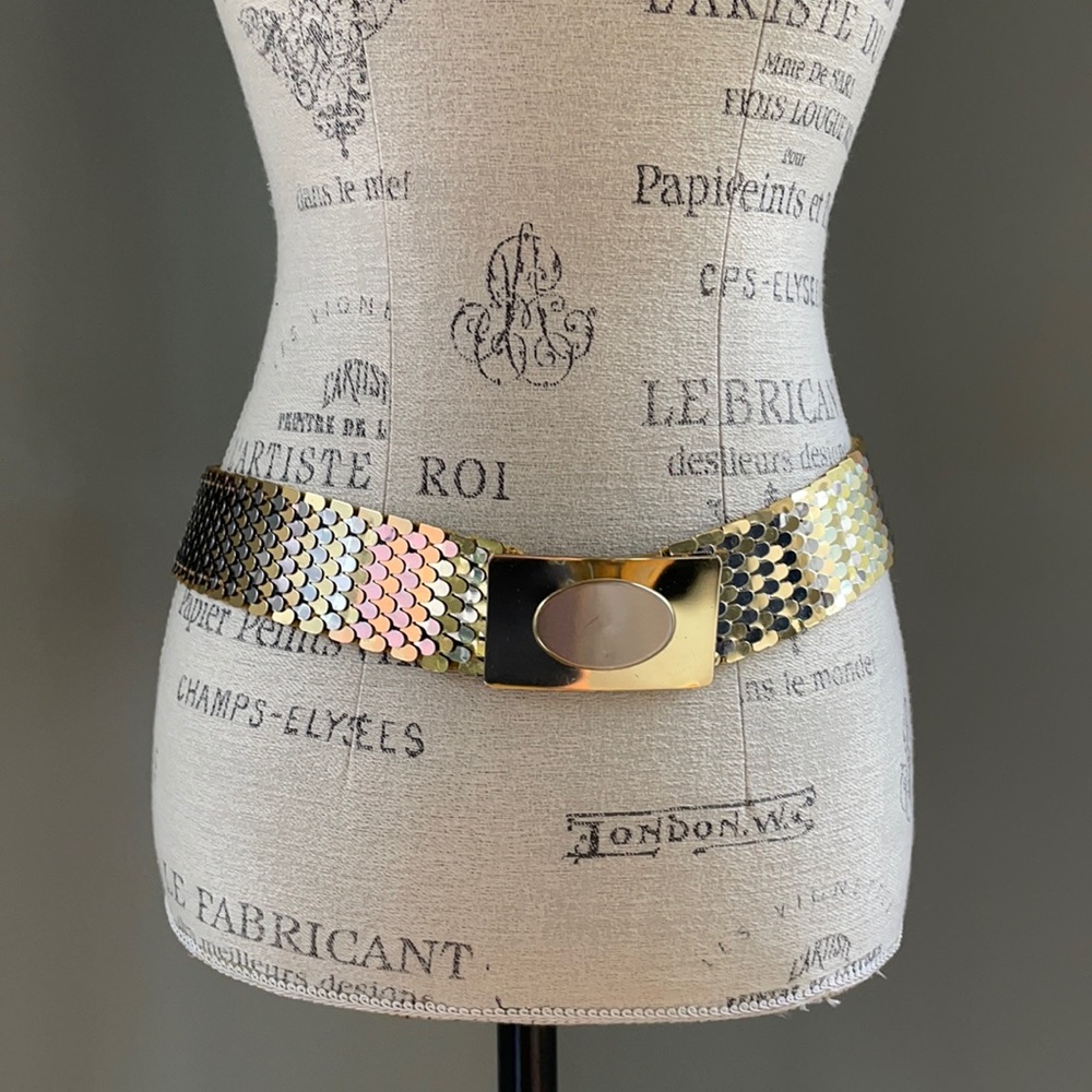 Vintage metallic‎ fishscale stretchable belt
